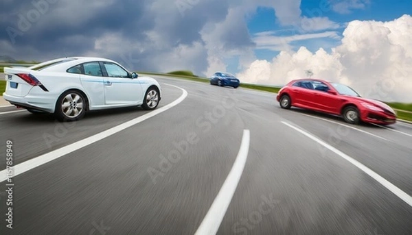 Fototapeta Experience the Thrill of Speed A Luxury Modern Automobile Racing Down the Track Unleashing Power and Precision in Every Turn