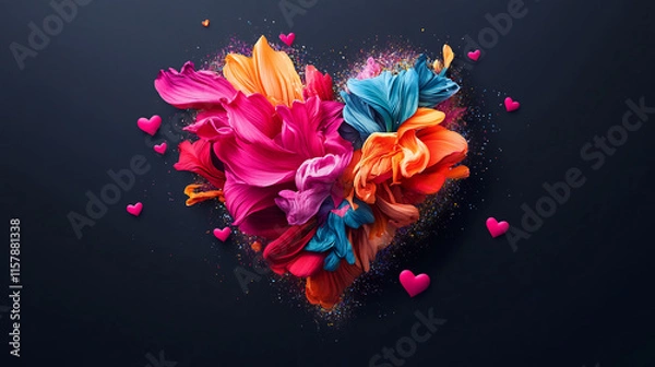 Fototapeta Vibrant Colorful Heart: A Stunning Digital Painting in Bold Abstract Style. AI Generated
