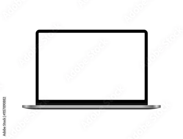 Fototapeta Modern laptop mockup front view, isolated on a white background. Vector design for digital presentations and website showcases.