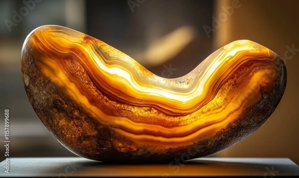 Fototapeta Backlit Brazilian Agate Showcasing Warm, Flowing Patterns