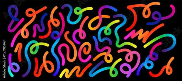 Fototapeta Abstract colorful gradient  rainbow line shapes. Vector graphic wavy color line. Colorful fluid wave lines pattern.
