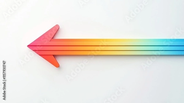 Fototapeta Colorful arrow pointing left with gradient design on a light background in a contemporary style