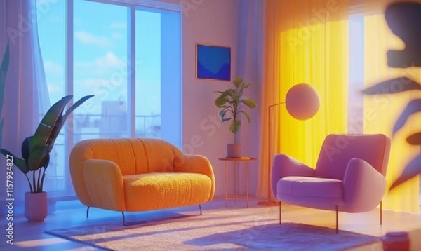 Fototapeta Stylish Living Room. Modern Interior Design Background. .