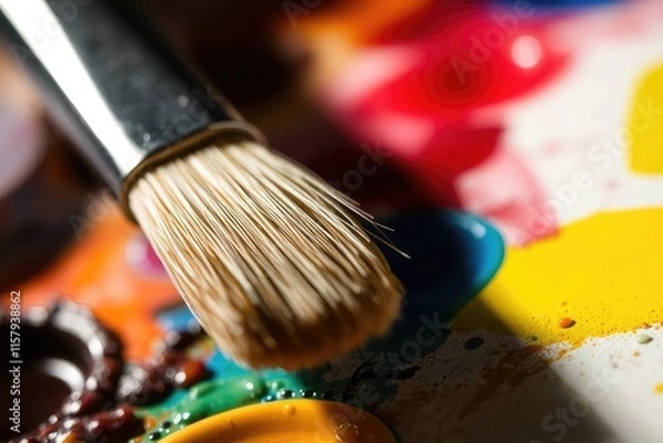 Obraz Paintbrush and Watercolor Macro