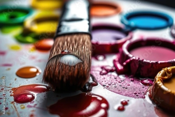 Obraz Paintbrush and Watercolor Macro