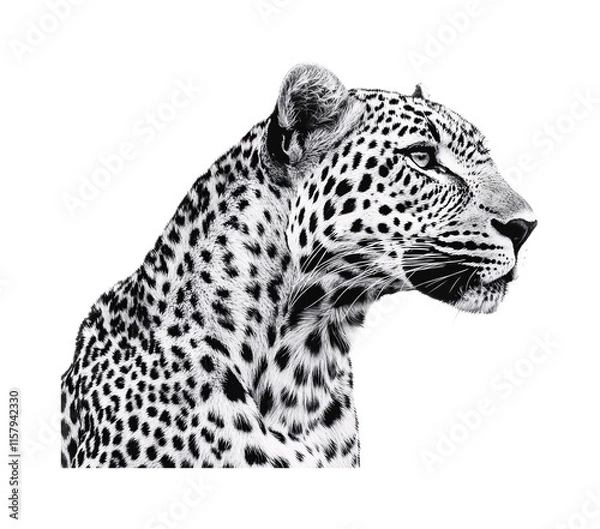 Fototapeta Wild Leopard in Nature Isolated on White Background