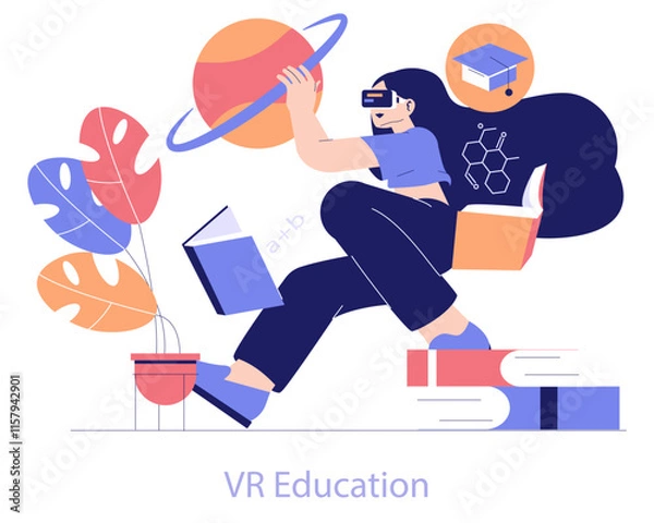 Fototapeta Edtech. Flat Vector Illustration