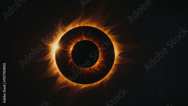 Fototapeta A hyper-detailed eye reflecting a glowing solar eclipse in the iris, highlighting awe-inspiring natural phenomena and cosmic wonder.