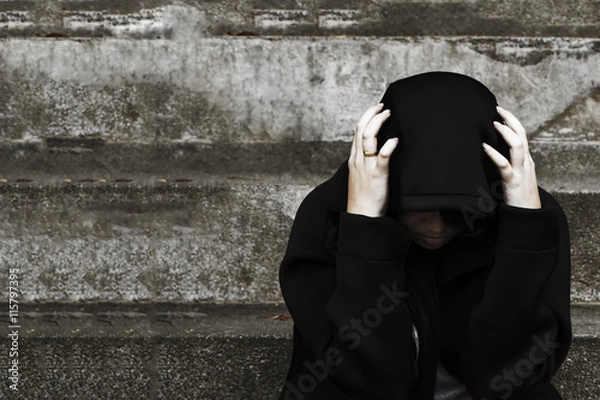 Obraz Unemployed, sadness girl, Concepts of life issues