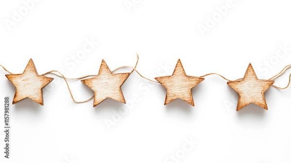 Obraz Wooden star garland decoration for festive occasions, adding charm and warmth