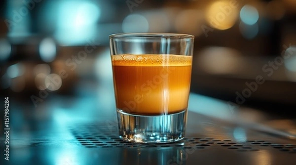 Fototapeta Espresso Shot in a Glass Cup with a Rich Crema Layer