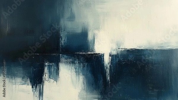 Fototapeta Abstract representation of sadness, muted blues and grays, drooping lines, sense of weight and heaviness.