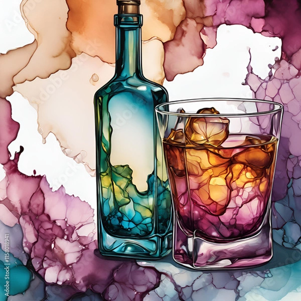 Obraz bottle and glass