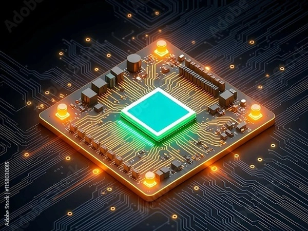 Obraz 3d illustration Technology Smart motherboard chip creative map