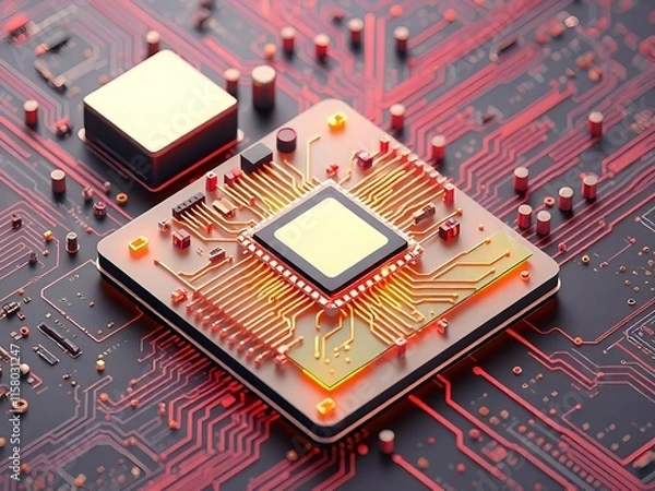 Obraz 3d illustration Technology Smart motherboard chip creative map