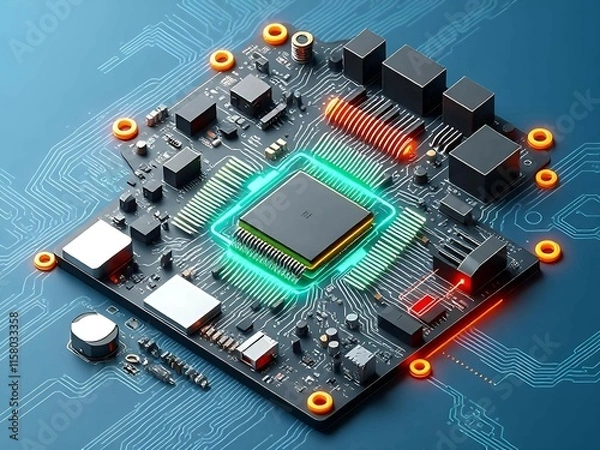 Obraz 3d illustration Technology Smart motherboard chip creative map