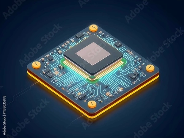 Obraz 3d illustration Technology Smart motherboard chip creative map