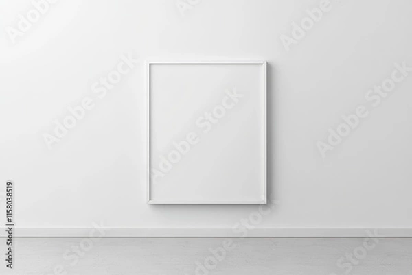 Fototapeta Blank picture frame against a white wall with space for text