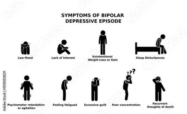 Fototapeta The symptoms of a bipolar depressive episode.