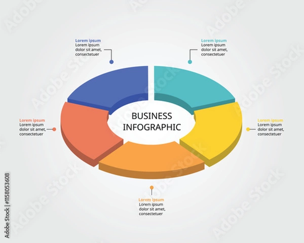 Fototapeta 5 circle template for infographic for presentation for 5 element
