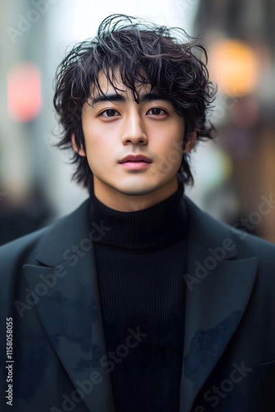 Obraz 10アジア人青年　男性ポートレート Gererated AI
