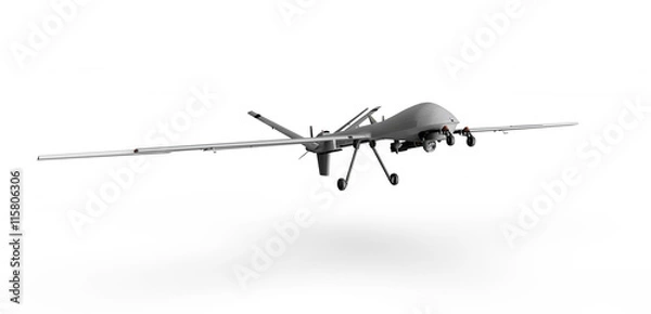 Fototapeta Military Predator Drone on a white background 3d render