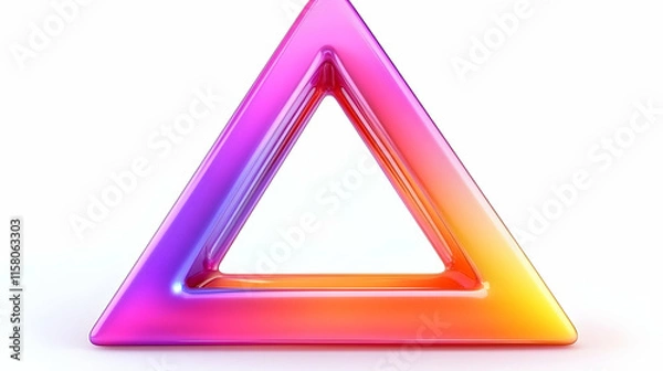 Fototapeta Vibrant Gradient Triangle 3D Render: Abstract Geometric Shape Background Image