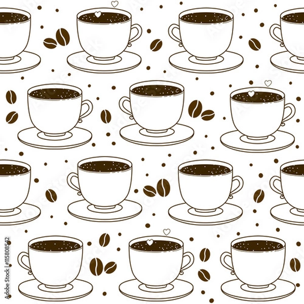 Obraz Seamless pattern with coffee cups 