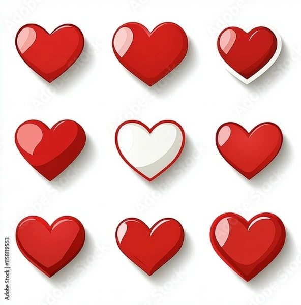 Fototapeta A set of hearts with one heart missing
