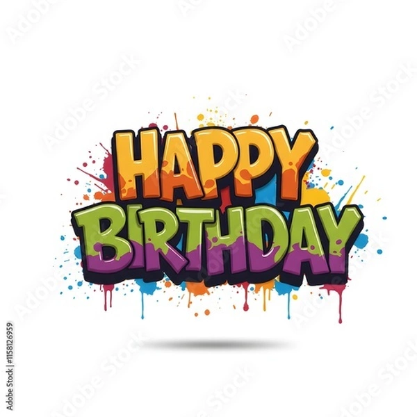 Fototapeta Happy birthday text, explosion