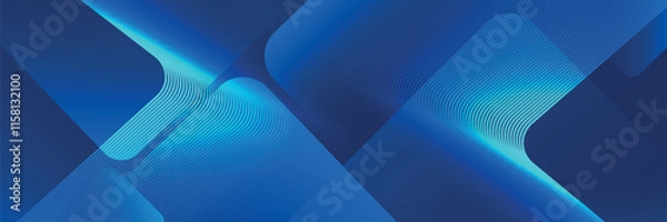 Obraz Abstract blue background with glowing geometric lines. Modern blue gradient square shape design. Futuristic technology concept. Suit for eps10