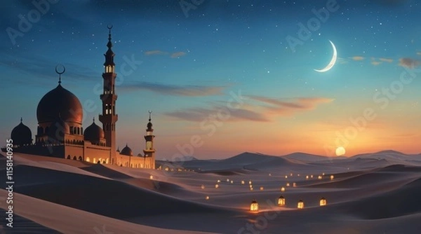 Obraz Moonlit Serenity: A Sacred Night in the Desert  .