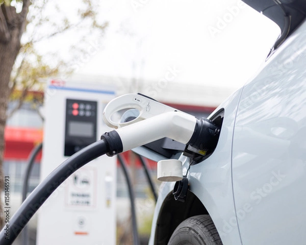 Obraz Electric vehicle charging scene