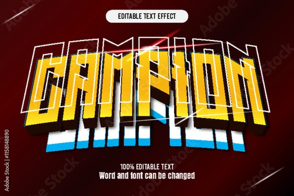 Fototapeta Champion text effect 3d emboss mode rent