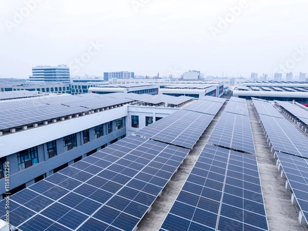 Obraz Solar farms on city rooftops