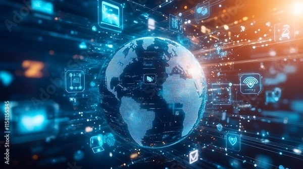 Fototapeta Global Network Digital Data Connections Technology