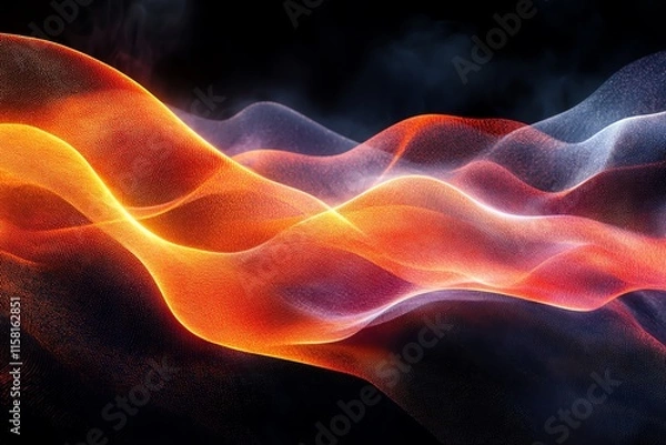 Fototapeta Abstract waves of vibrant orange and purple light create a dynamic, flowing visual effect.