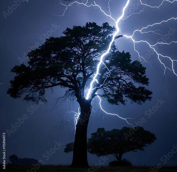 Obraz lightning in the forest