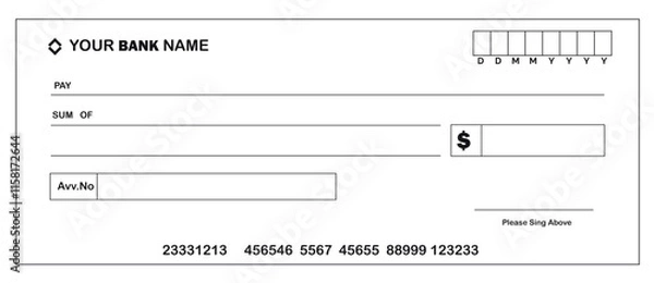 Obraz simple bank check, cheque voucher template