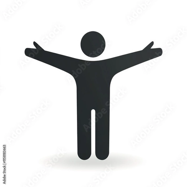 Fototapeta Human icon, designed in a simple and modern style, isolated on a clean white background. This minimalist representation symbolizes humanity, people, and general concepts of human figures.