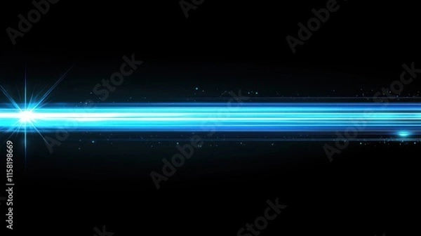 Fototapeta A vibrant blue light beam against a black background, suggesting energy and motion.