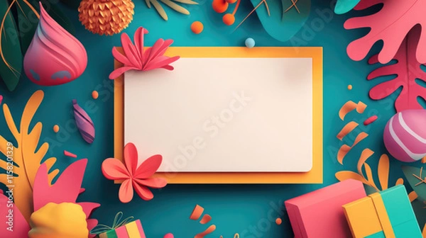Fototapeta A colorful background with a white border