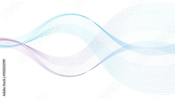 Fototapeta Curved wavy line. abstract colorful wave element isolated on white background. Digital frequency track equalizer. Wave with lines created using blend tool