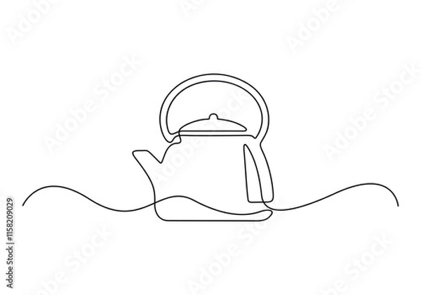 Obraz Continuous one line drawing kettle. Tea or coffee drinks concept. Vector illustration