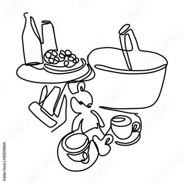 Obraz Picnic Food Drink Graphic Design Line Art Vector Decoration
