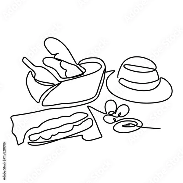 Obraz Picnic Food Drink Graphic Design Line Art Vector Decoration