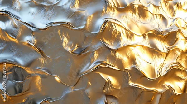 Fototapeta Abstract Gold Texture: A mesmerizing close-up of a gold surface, showcasing a captivating abstract pattern of flowing, fluid lines and captivating textures.
