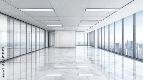 Obraz Modern office interior with large windows.