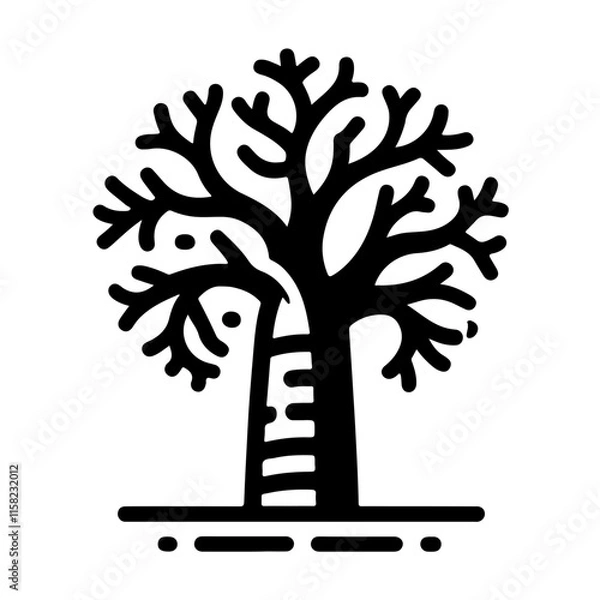 Obraz Organic and Elegant Baobab Tree Icon with Rich Botanical Foliage in Minimalist Vector Design