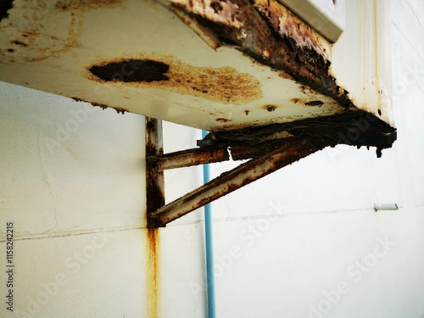 Obraz Support air condition is in bad condition and there are traces of paint peeling off,rust. The effect from moisture&corrosion in the rainy season